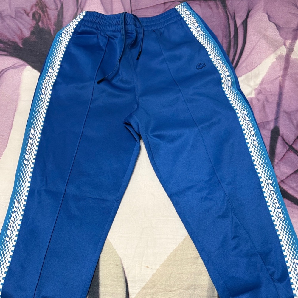 Lacoste Blue Track Pants with White Accents